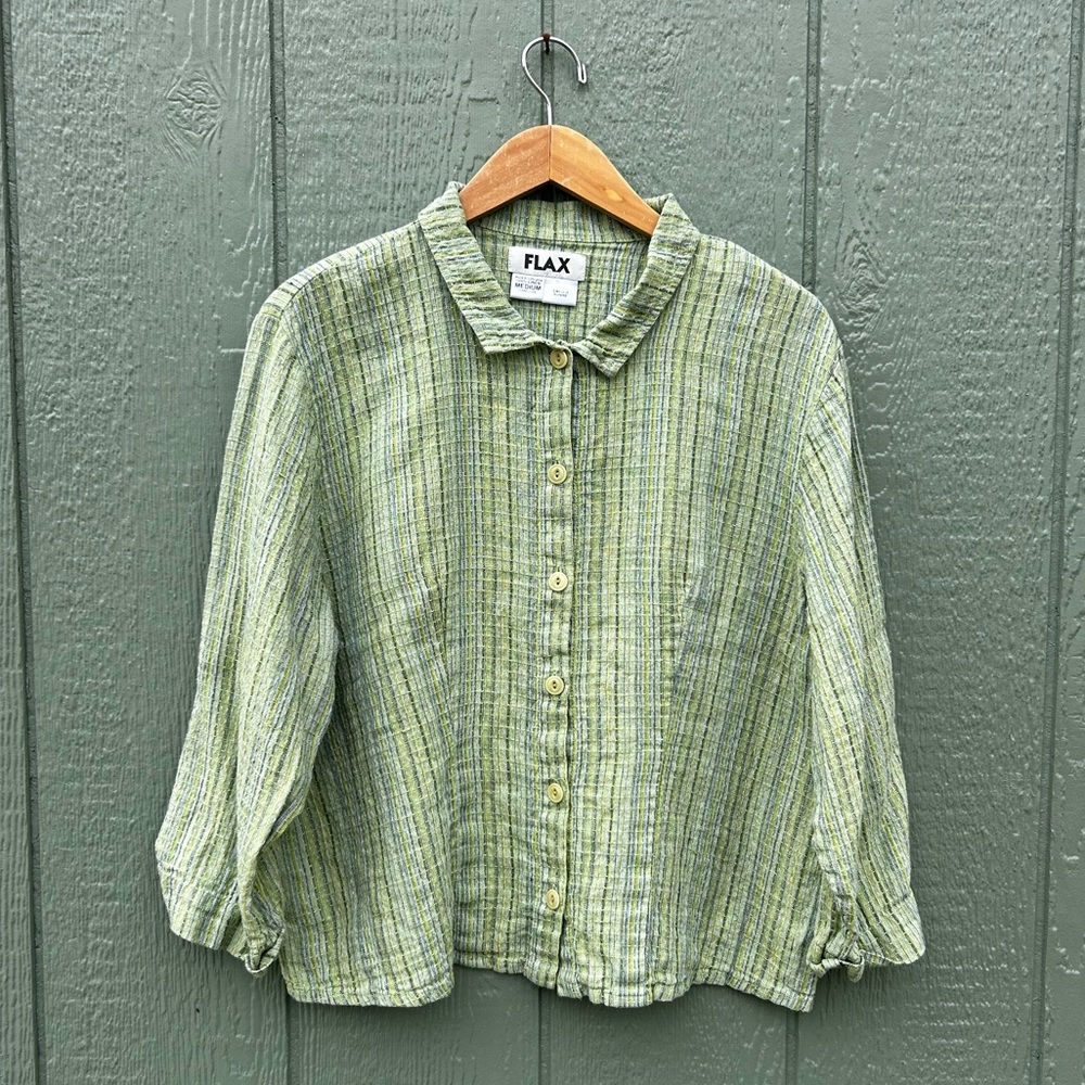 Flax Striped Button Down Linen Shirt